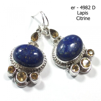 Blue lapis silver gemstone earrings